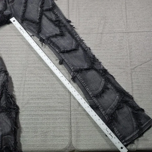 Vicious Men's Black Distressed Web Detail Cotton Jeans Size 34 - Picture 9 of 13